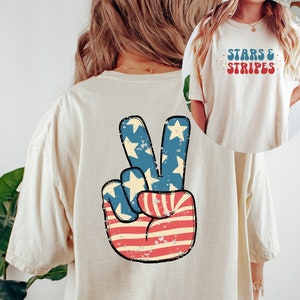 Retro USA Flag Peace Sign T-Shirt, Comfort Colors Patriotic Tee