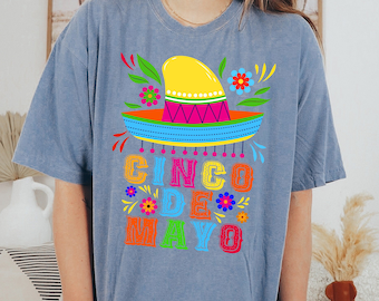Retro Cinco De Mayo Sombrero Shirt: Vibrant Mexican Fiesta Comfort Colors Cotton