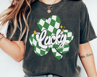 Retro Checkered Clover Shirt – Comfort Colors St. Patrick's Day Tee