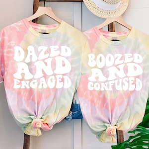 Bachelorette Party Shirts, Dazed and Engaged,Boozed and Confused, Gift, Graphic T-Shirt,Retro Graphic Tee,Bridal Party Shirts,Girls Trip