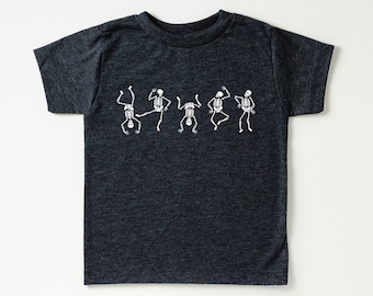 Toddler Dancing Skeletons Shirt: Retro Cotton Blend Fall Party Wear
