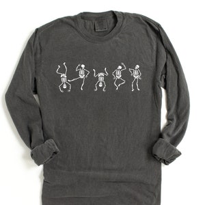 Long Sleeve Retro Halloween Comfort Colors shirt, Dancing Skeleton Halloween, Vintage Ghost Halloween Shirt, Witch Shirt, Retro Fall Shirt