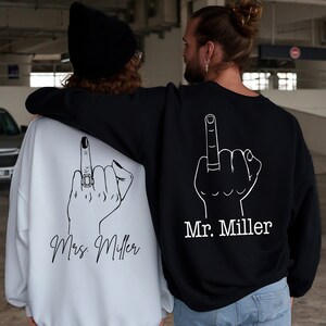 Bride & Groom Wedding Sweatshirt, Mr and Mrs Custom Wedding Engagement Gift, Personalized Bride Gift, Honeymoon Shirts for Husband and Wife