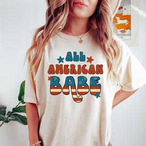Retro All American Shirt: Vintage Patriotic Comfort Colors Tee, Loose Fit 4th July Outfit