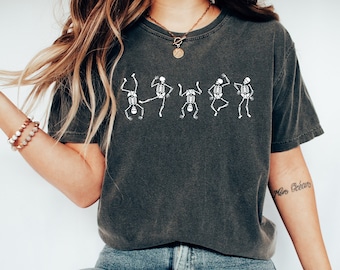 Retro Halloween Comfort Colors shirt, Dancing Skeleton Halloween, Vintage Ghost Halloween Shirt, Witch Shirt, Retro Fall Shirt, Fall Shirt