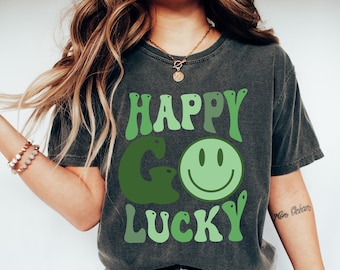 Retro St Patrick's Day Shirt: Vintage Happy Go Lucky Comfort Colors Tee