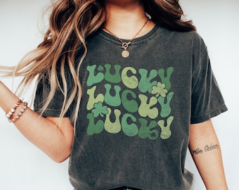 Retro St Patty's Day Comfort Colors Shirt, Lucky Babe Shirt, Vintage St Patrick's Day Shirt, Day Drinking Shirt, Retro Shirt, Lucky Shirt