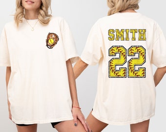 Softball Mom T-Shirt: Custom Name Number, Comfort Colors Game Day Apparel