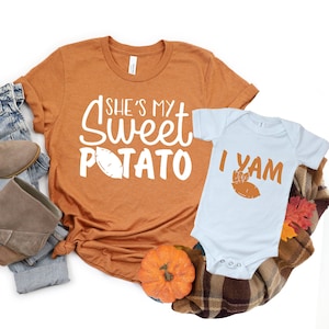 Mommy and Me Shirts, He / She Is My Sweet Potato Shirt | Funny Mom Daughter Son Matching Shirt | Mom Toddler Youth Baby Outfit | Gift