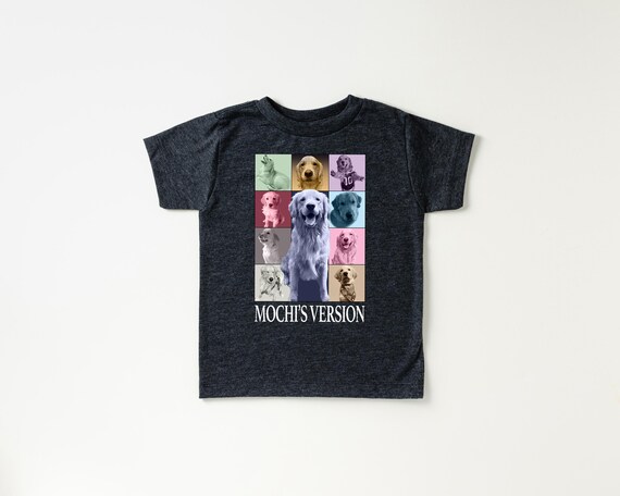 Youth Pet Collage Retro Dog Shirt: Vibrant Unisex Cotton Blend Tee