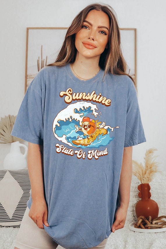 Comfort Colors Vintage Surfing Tee: Sunshine Graphic, Soft Cotton, Relaxed Fit