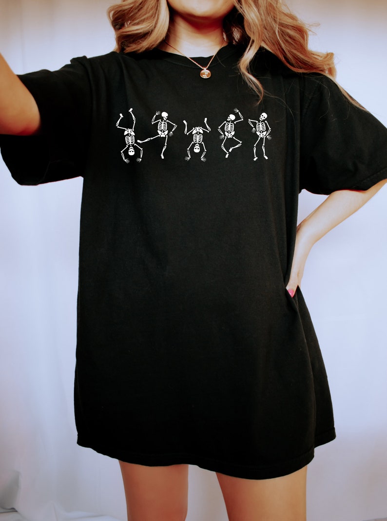 Retro Halloween Comfort Colors shirt, Dancing Skeleton Halloween, Vintage Ghost Halloween Shirt, Witch Shirt, Retro Fall Shirt, Fall Shirt image 2