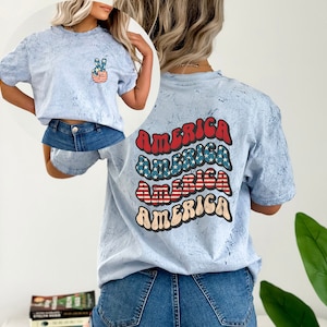 Retro USA Tie Dye Comfort Colors shirt,America, Peace,Retro fourth shirt, Womens 4th of July shirt ,America Patriotic Shirt, Independence