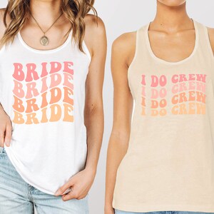 Wavy Bride And I Do Crew, Retro Batch Tank Top, Bachelorette Party Tanks, I Do Crew, Bachelorette T-shirt, Wavy Shirt, Retro Cream Shirt