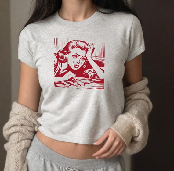 Comic Graphic Baby Tee: Y2K Soft Cotton Crop Top, Pop Culture Shirt