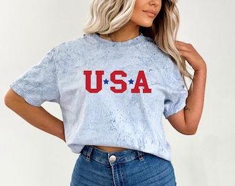 USA Stars Tie Dye Shirt: Retro Fourth of July Comfort Colors Tee