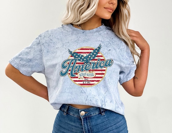 Retro Tie Dye USA Patriotic Shirt, Vintage Red White Blue Comfort Colors Tee
