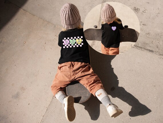 Toddler Valentine Shirt: Vintage Heart Design, Heather Cotton Blend, Unisex Fit