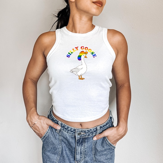 Silly Goose Pride Tank Top: Rainbow Bella Canvas Shirt, Pride Month Wear