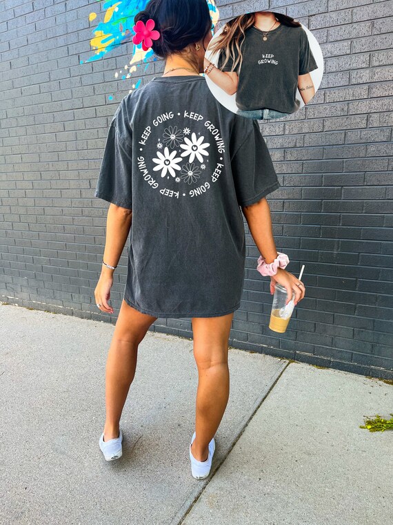 Keep Growing Flower Graphic Tee: Comfort Colors Cotton, Relaxed Fit Shirt