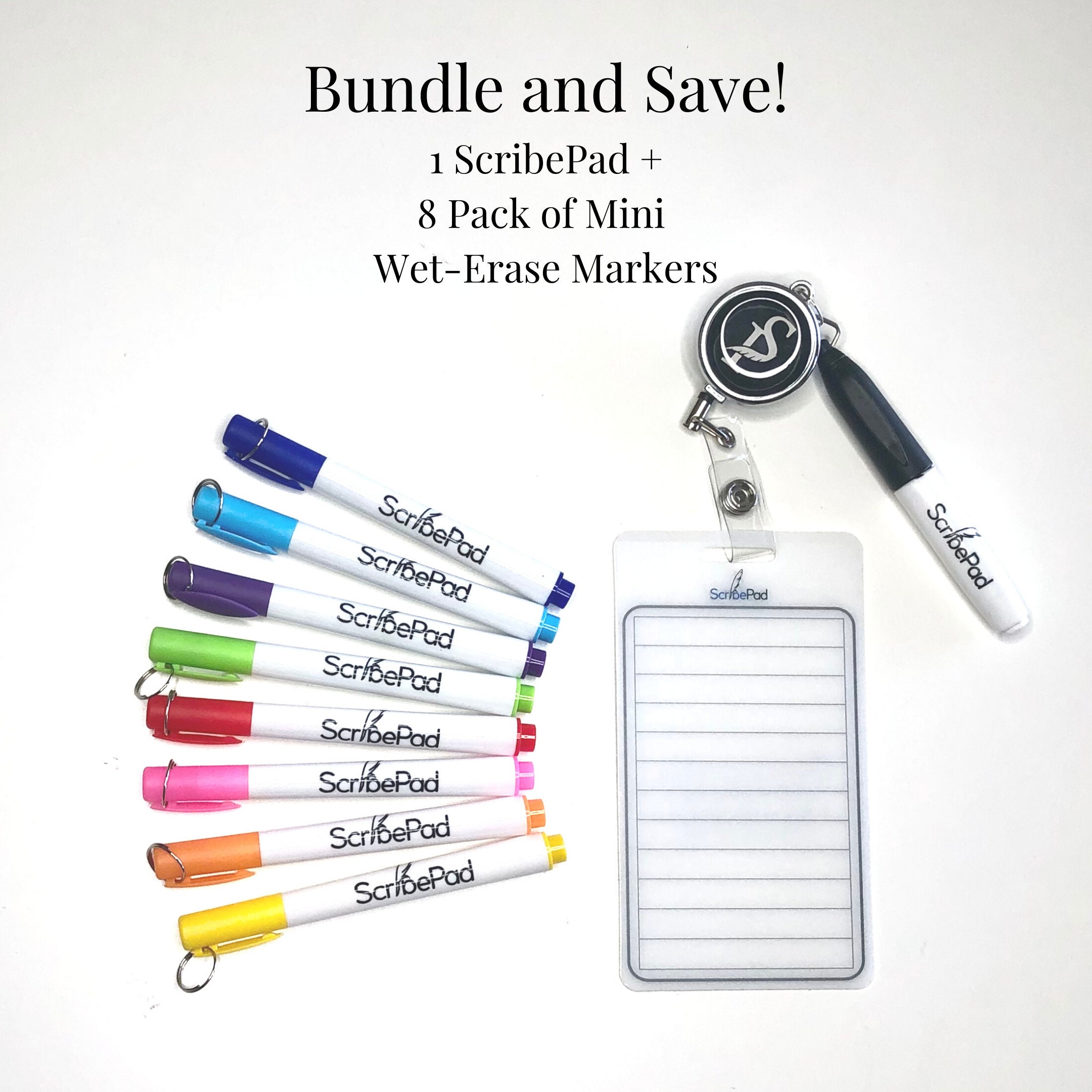 Scribepad & Mini Wet-erase Marker Bundle A Dry-erase Notepad