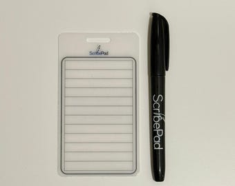 ScribePad - A Dry-Erase Notepad and Wet-Erase Marker. Perfect Medical worker, Nurse, Teacher Gifts. Badge Reel NOT Included.