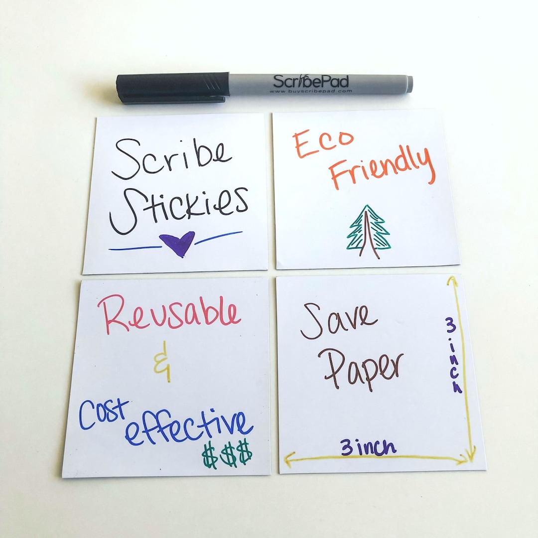 Scribe Stickies. Dry Erase Reusable Stickie Notes. Etsy
