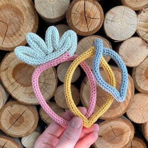 Knitted wire fruits (lemon, cherry, strawberry, peach)