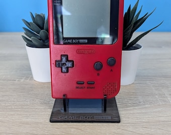Acrylic stand for Game Boy Pocket, ideal display for game console collectors! Laser engraved and cut.