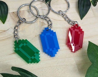 Ruby Zelda Pixel Art Acrylic Keychain. Pop color and laser engraving, geek keychain, the perfect gift for a gamer.