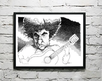 Bob Dylan illustration limited edition print, hand-signed and numbered