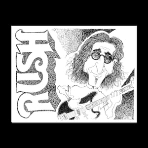 Geddy Lee illustration, limited print on archival acid-free paper, hand-signed