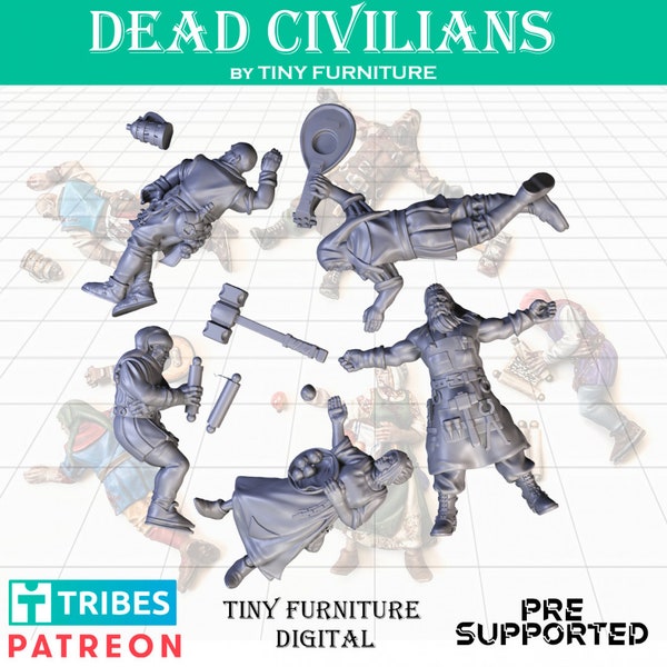 Dead Civilians- Tiny Furniture | 3d Printed Miniatures