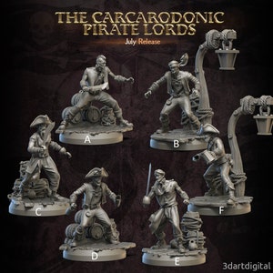 Male Pirate Crewmembers, 3D Art Digital- The Carcarodonic Pirate Lords * 3D Printed Gaming Miniatures