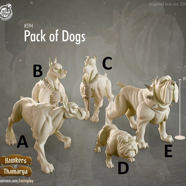 Pack of Dogs, Cast N Play- Hawkers of Thamarya * 3D Printed Gaming Miniatures