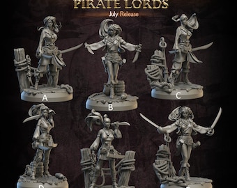 Female Pirate Crewmembers (modular) * 3D Printed miniatures * 3D Art Digital- The Carcarodonic Pirate Lords