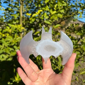 Witchy Druzy Agate Crystal Bat | Druzy Agate and Quartz Crystal Carving Bat | Balance | Focus | Grounding
