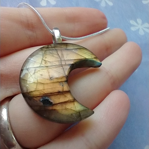 Orange/gelb Feuer Labradorit Mond Anhänger