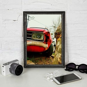 Car wall art,Street art print,instant download,street photography,red car print,fine art print,street wall decor,home wall art,colorful image 7