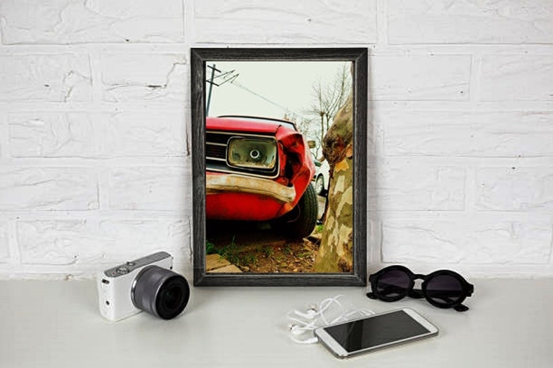 Car wall art,Street art print,instant download,street photography,red car print,fine art print,street wall decor,home wall art,colorful image 7