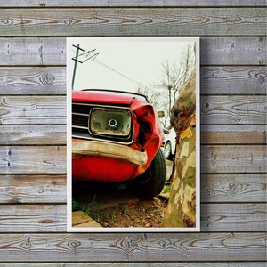 Car wall art,Street art print,instant download,street photography,red car print,fine art print,street wall decor,home wall art,colorful image 1