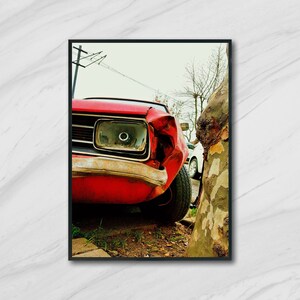 Car wall art,Street art print,instant download,street photography,red car print,fine art print,street wall decor,home wall art,colorful image 2