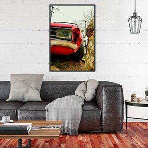 Car wall art,Street art print,instant download,street photography,red car print,fine art print,street wall decor,home wall art,colorful image 9