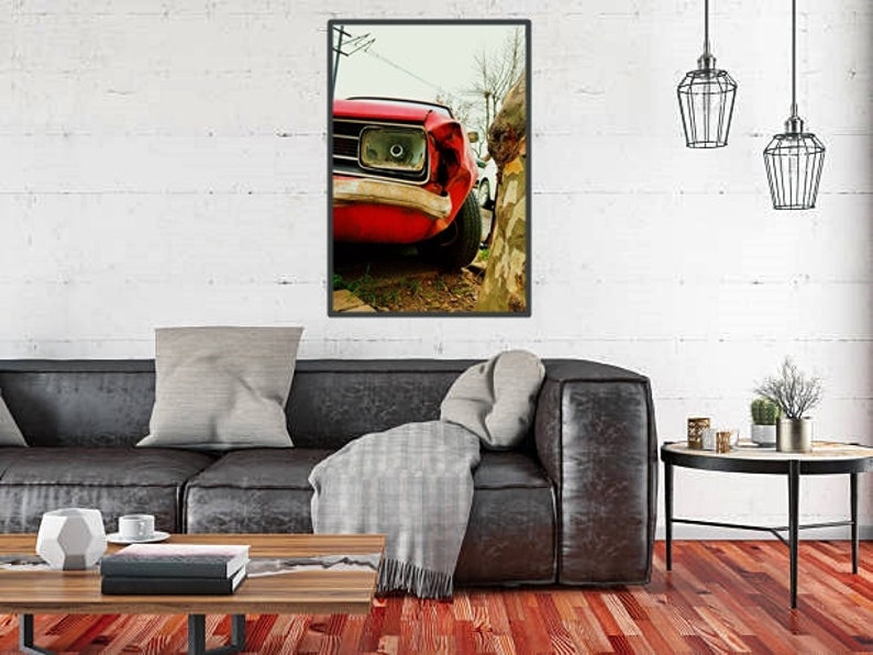 Car wall art,Street art print,instant download,street photography,red car print,fine art print,street wall decor,home wall art,colorful image 9