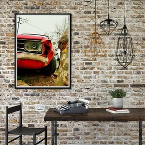 Car wall art,Street art print,instant download,street photography,red car print,fine art print,street wall decor,home wall art,colorful image 5