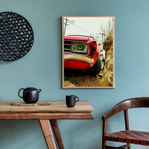 Car wall art,Street art print,instant download,street photography,red car print,fine art print,street wall decor,home wall art,colorful image 8