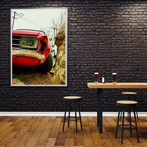 Car wall art,Street art print,instant download,street photography,red car print,fine art print,street wall decor,home wall art,colorful image 6