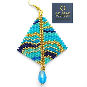 Blue Onyx - peyote stitch kite earrings pattern (no physical jewellery)