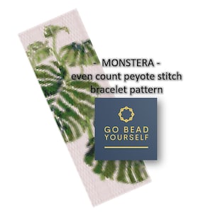 Monstera - even count peyote stitch bracelet pattern (not a physical bracelet)