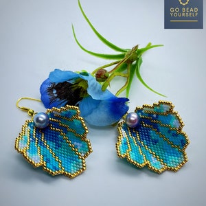Pearl on shell - brick stitch earring pattern (no physical earrings)